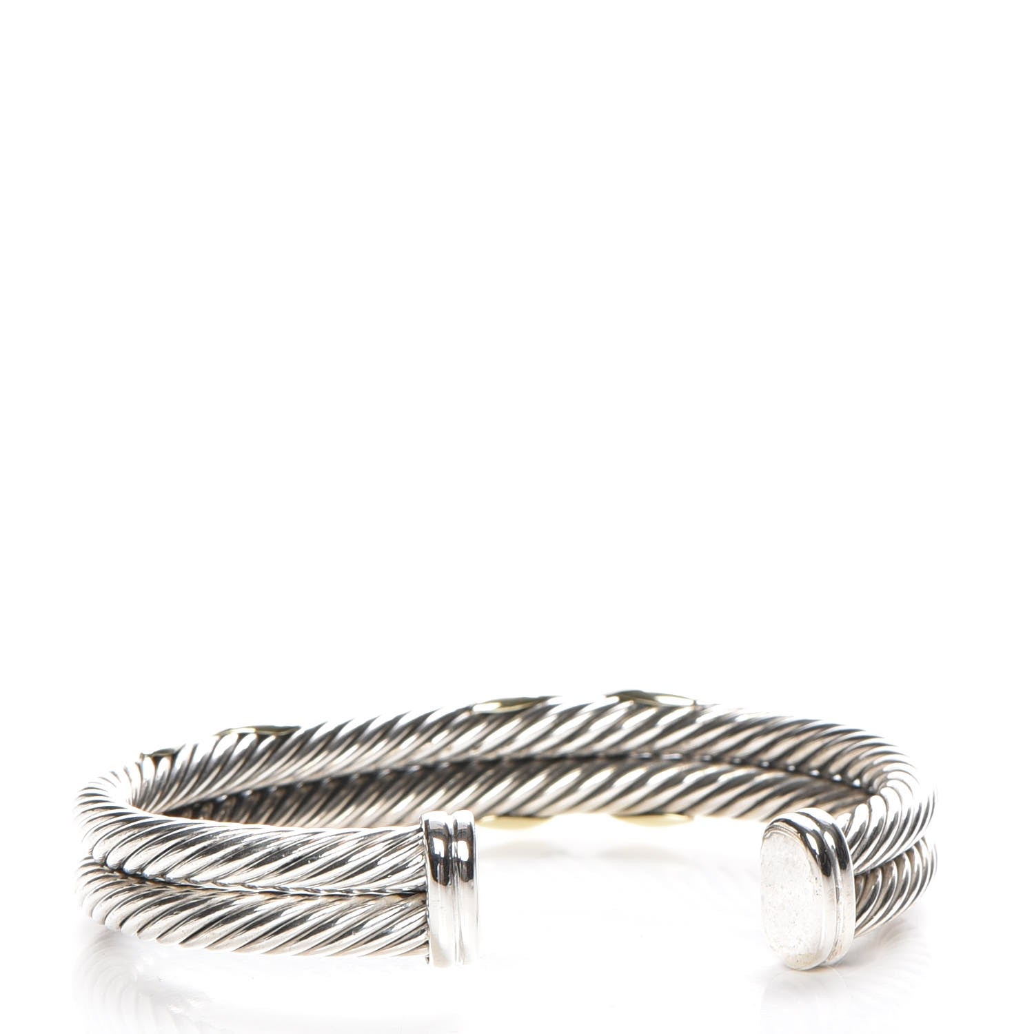 David Yurman Sterling Silver 14K Yellow Gold 10mm Double X Bracelet 3 of 5