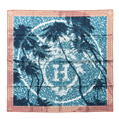 Hermes Silk A Beverly Hills Scarf 90 Orange Bleu Blanc 1 of 4