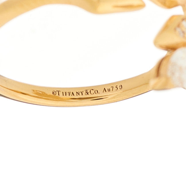 Tiffany 18K Rose Gold Diamond Victoria Vine Bypass Ring 53 6.25 4 of 5