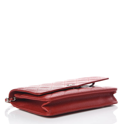 Chanel Caviar Quilted Wallet on Chain WOC Red 4 of 10