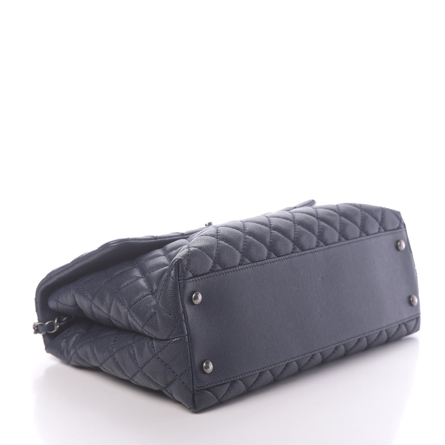 Chanel Caviar Quilted Medium Coco Handle Flap Navy Blue 4 of 11