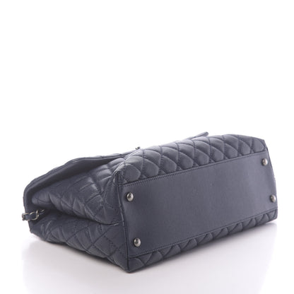 Chanel Caviar Quilted Medium Coco Handle Flap Navy Blue 4 of 11