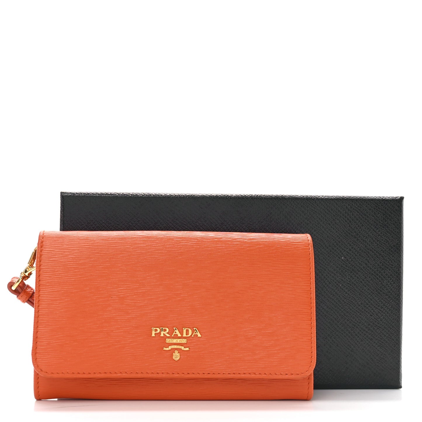 Saffiano Metal Wristlet Wallet Papaya