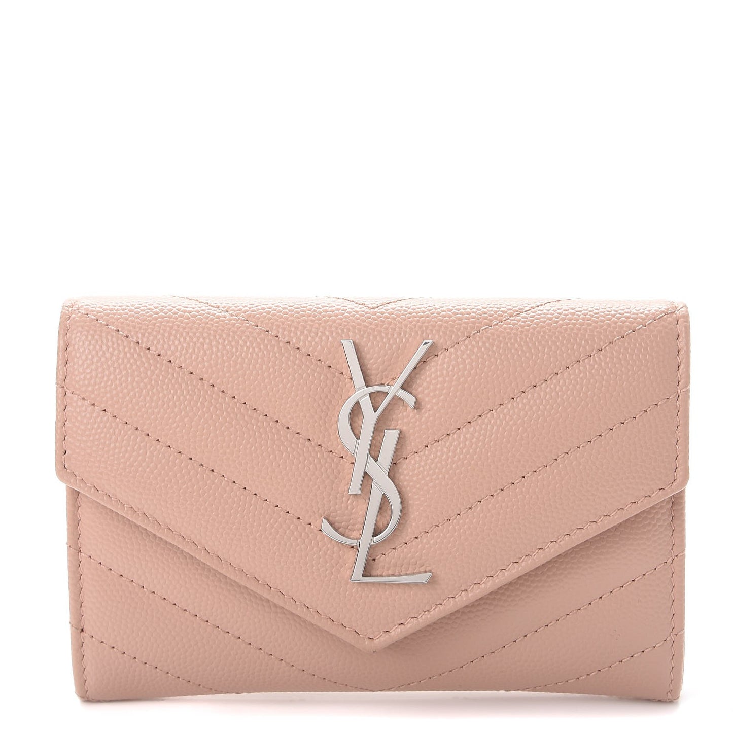 Grain De Poudre Matelasse Chevron Small Monogram Envelope Wallet Pale Blush