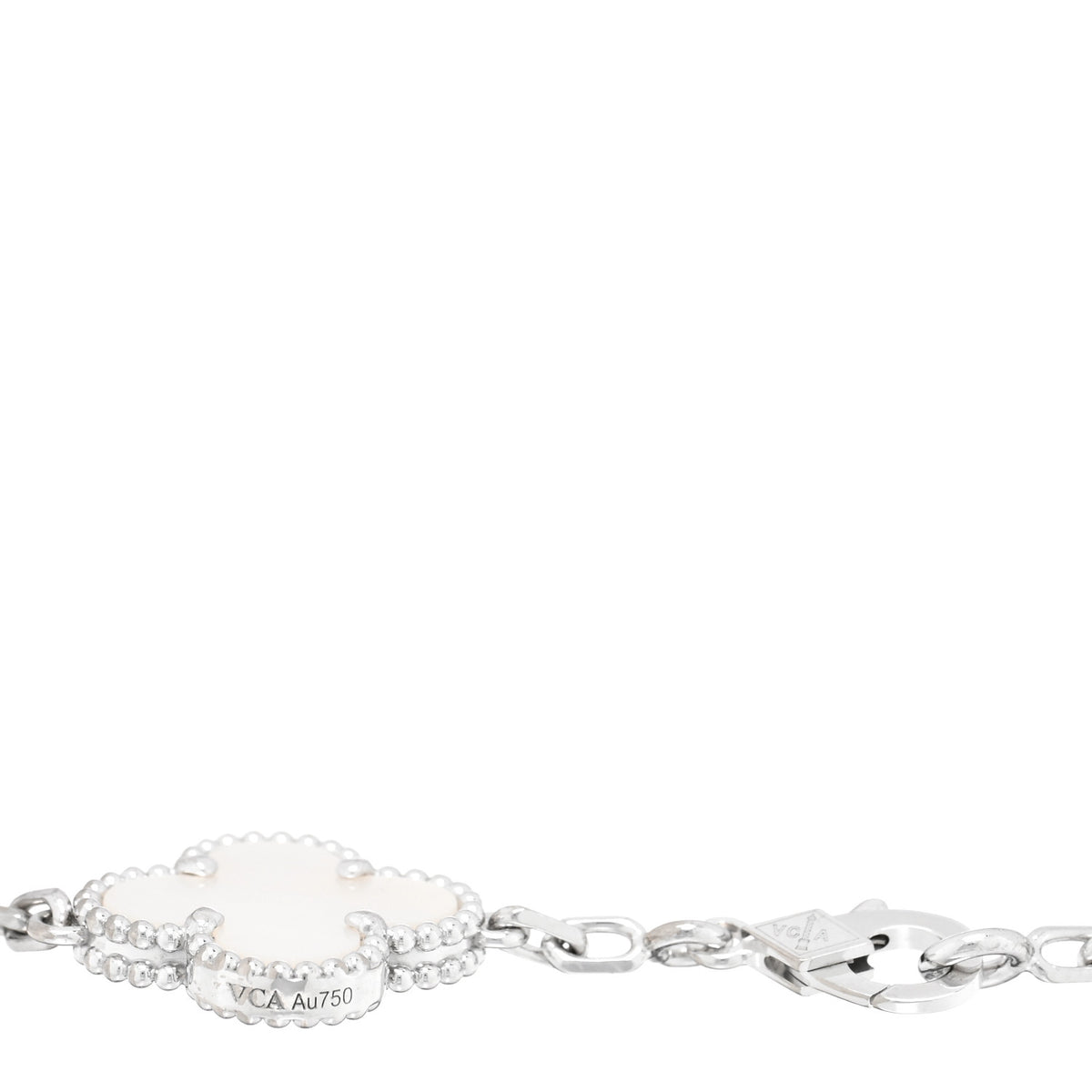 18K White Gold Mother of Pearl 5 Motifs Vintage Alhambra Bracelet