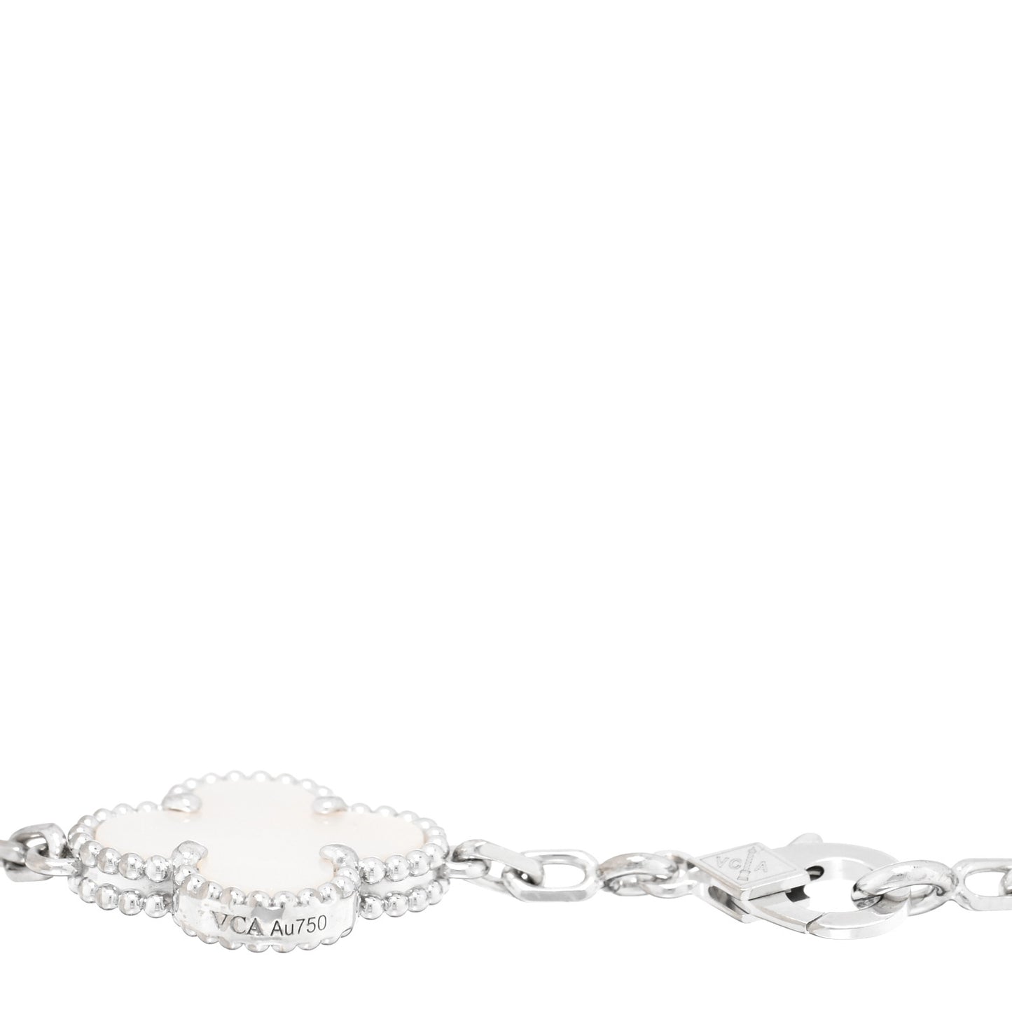 18K White Gold Mother of Pearl 5 Motifs Vintage Alhambra Bracelet