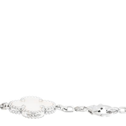 Van Cleef & Arpels 18K White Gold Mother of Pearl 5 Motifs Vintage Alhambra Bracelet 3 of 3