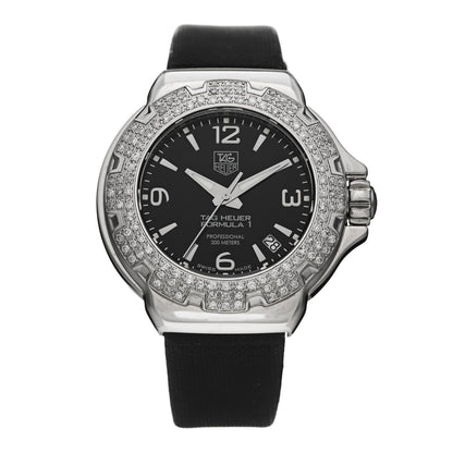 Tag Heuer Stainless Steel Satin Diamond Bezel 37mm Formula 1 Quartz Watch Black WAC1214 1 of 4