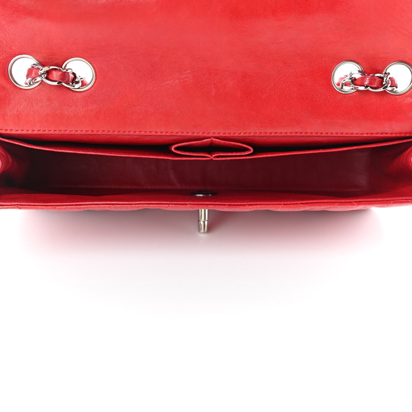 Lambskin Quilted East West Flap Red