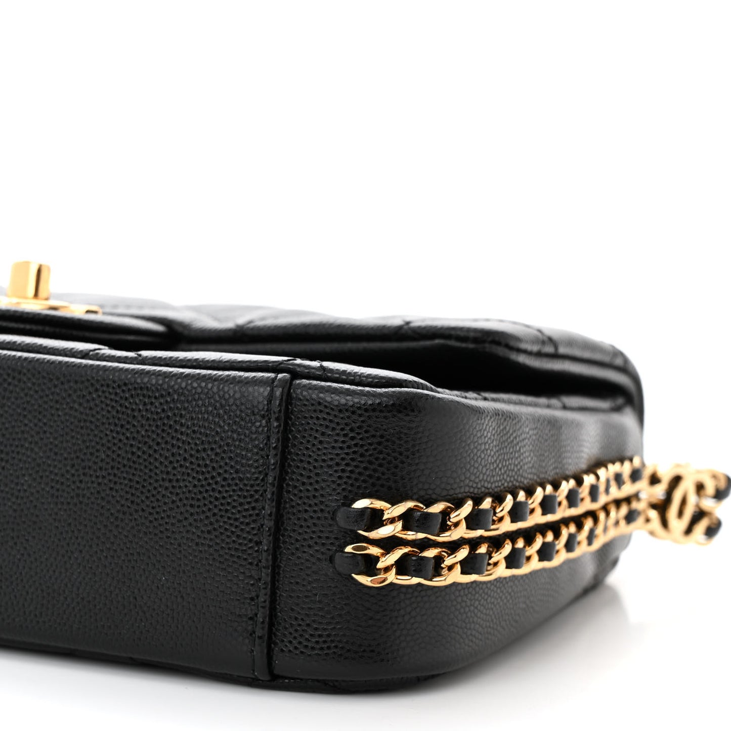 Caviar Quilted Mini CC You Flap Black