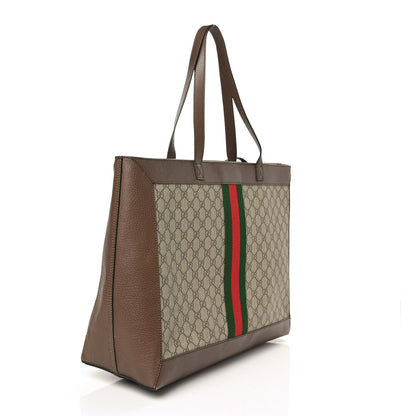 Gucci GG Supreme Monogram Web Ophidia Tote Brown 4 of 9