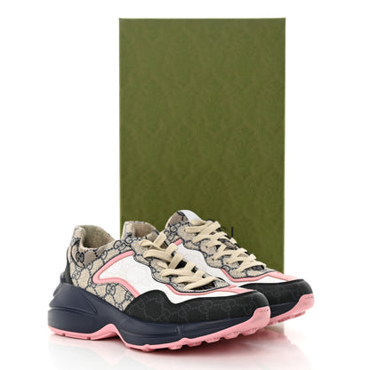 Gucci GG Supreme Monogram Rhyton Sneakers 38 Beige Blue Pink 13 of 13