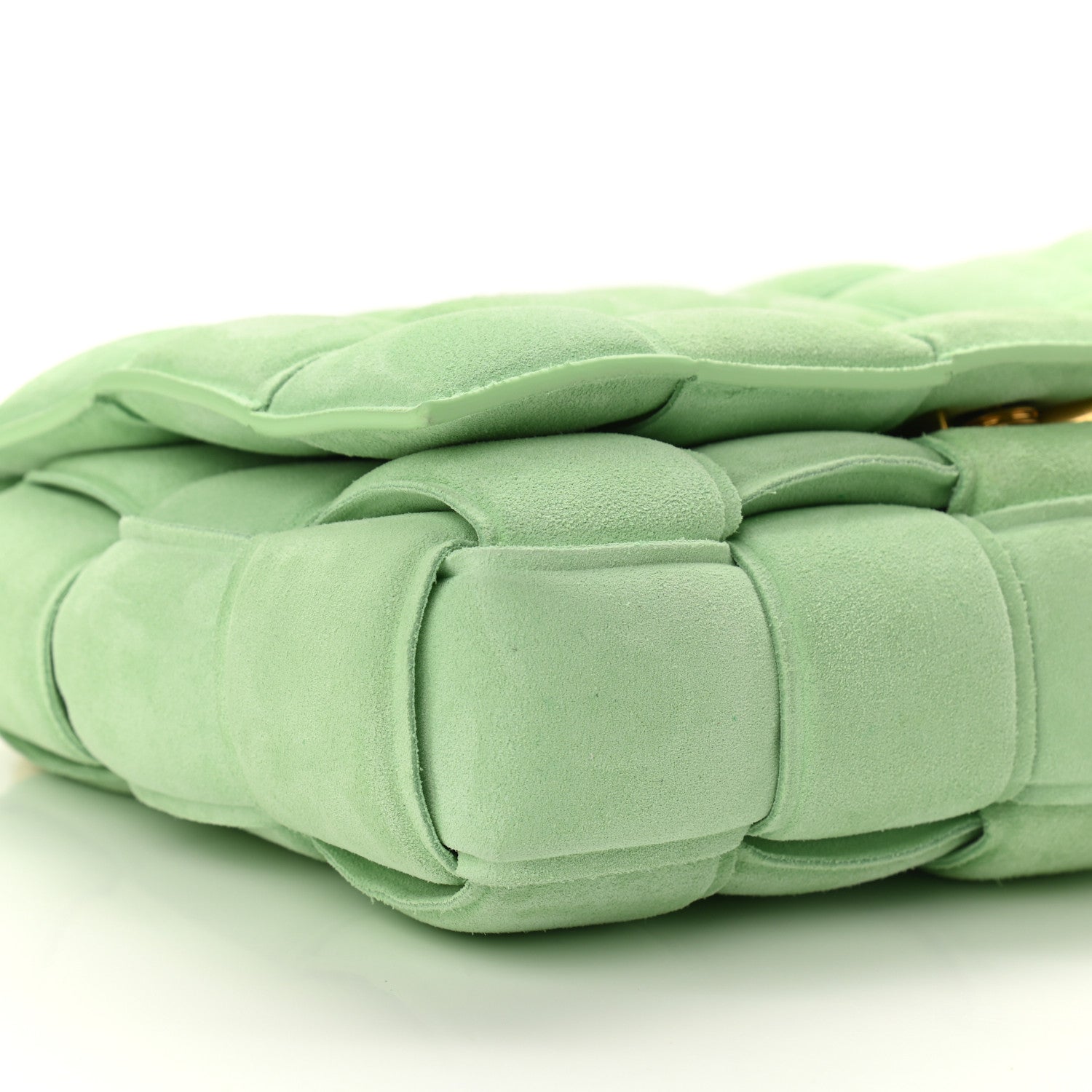Bottega Veneta Suede Maxi Intrecciato Padded Chain Cassette Crossbody Bag Wasabi 8 of 10