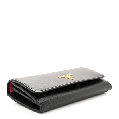 Prada Saffiano Continental Flap Wallet Black Ibisco 5 of 12
