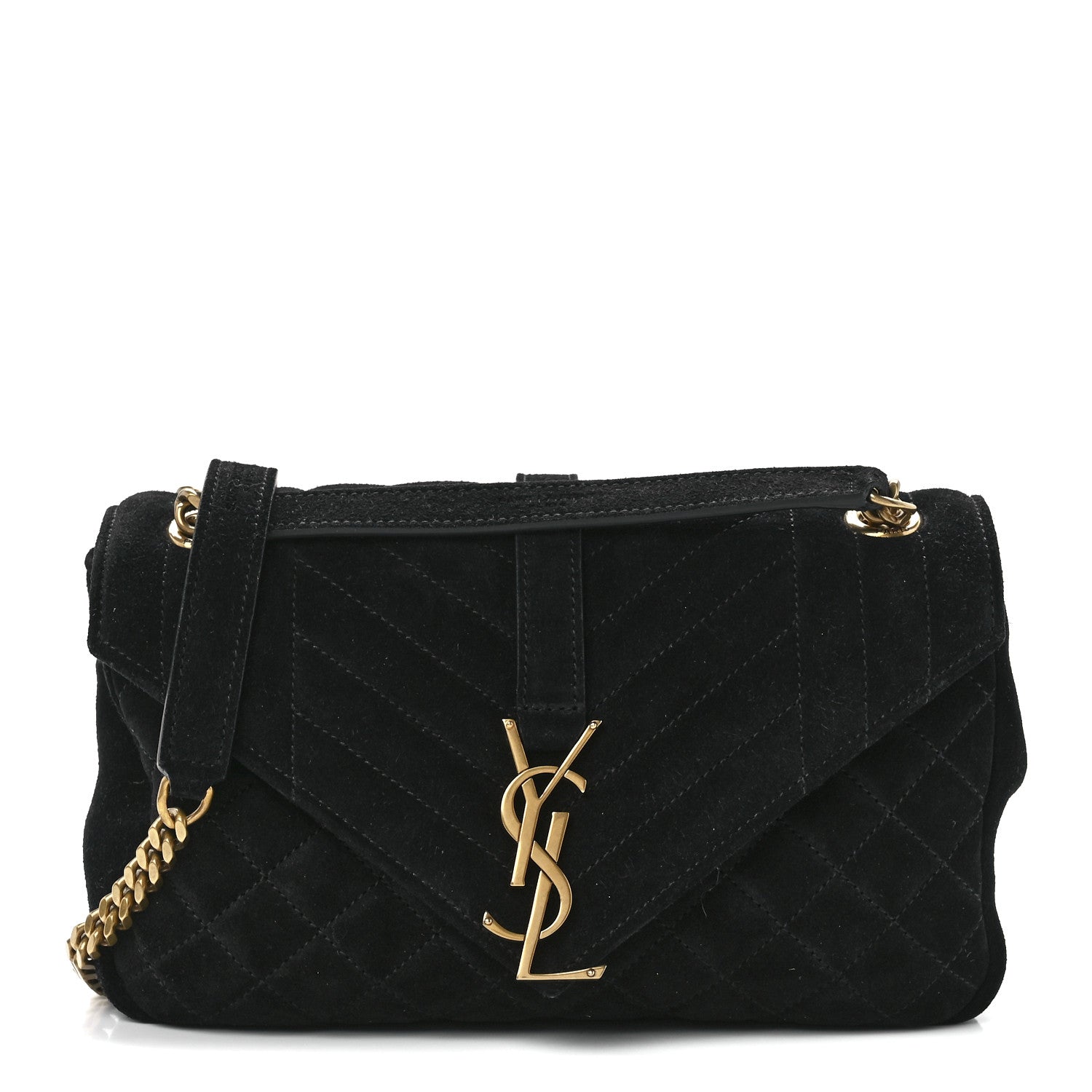 Saint Laurent Suede Tri-Quilt Monogram Medium College Bag Black 1 of 10