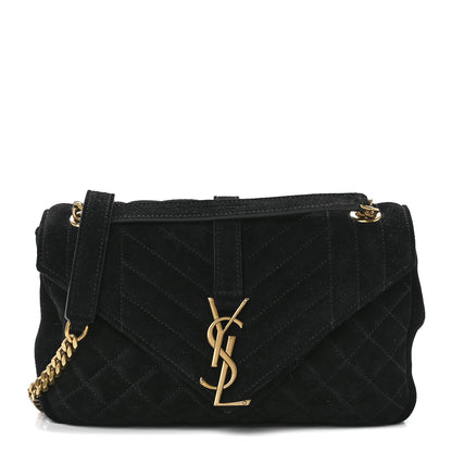 Saint Laurent Suede Tri-Quilt Monogram Medium College Bag Black 1 of 10