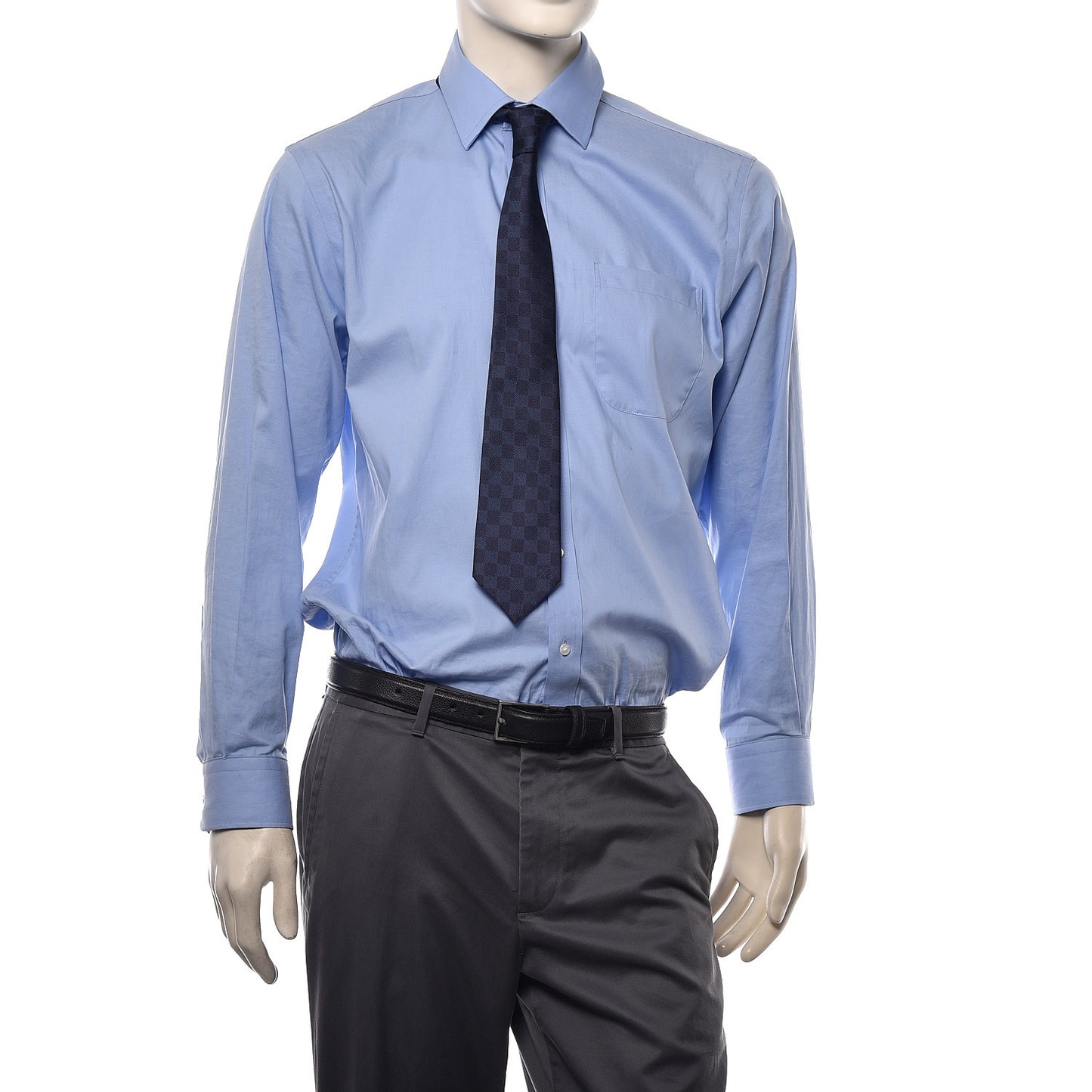 Silk Damier Classique Mens Neck Tie Marine