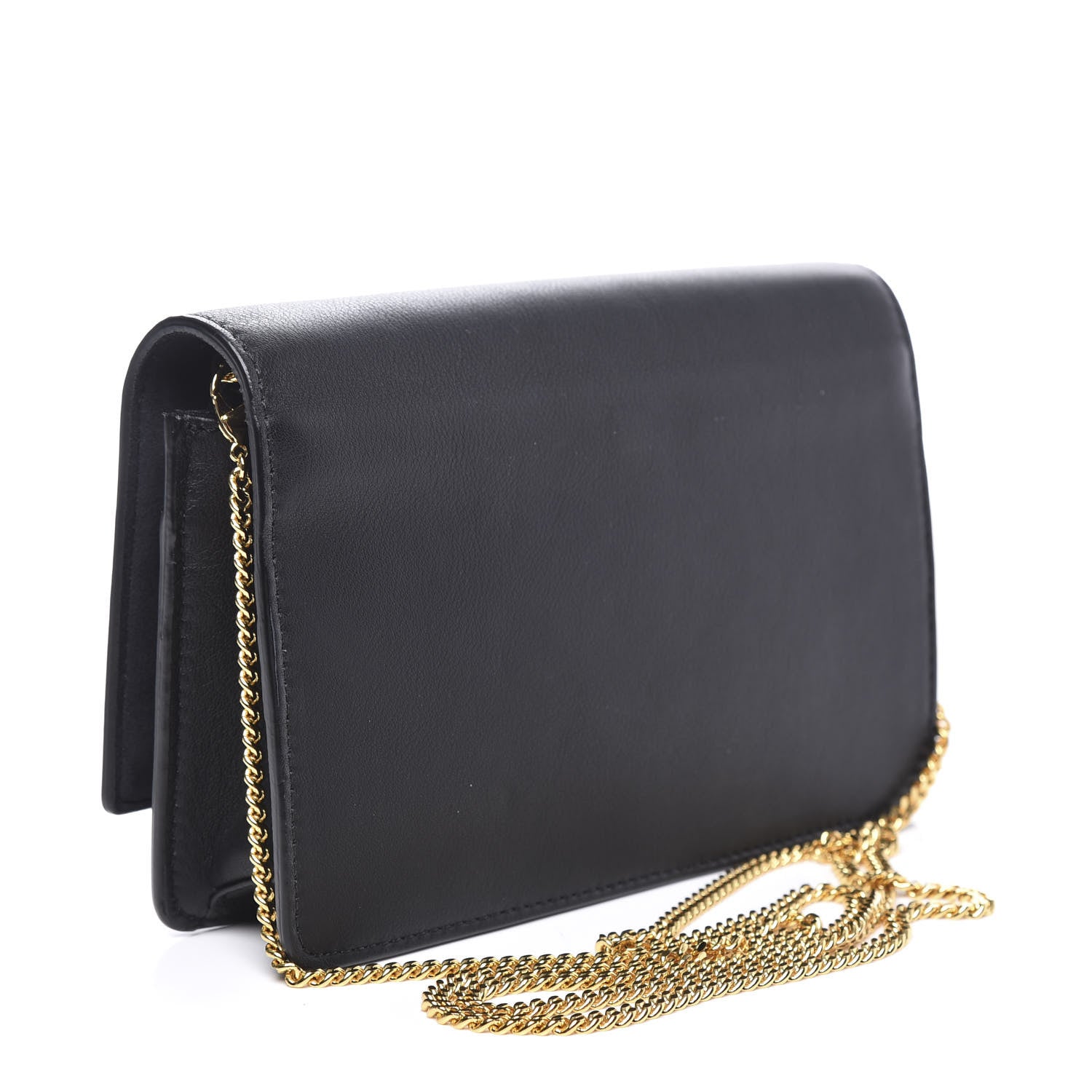 Fendi Vitello Flamingo Tube Wallet on Chain Black 2 of 9