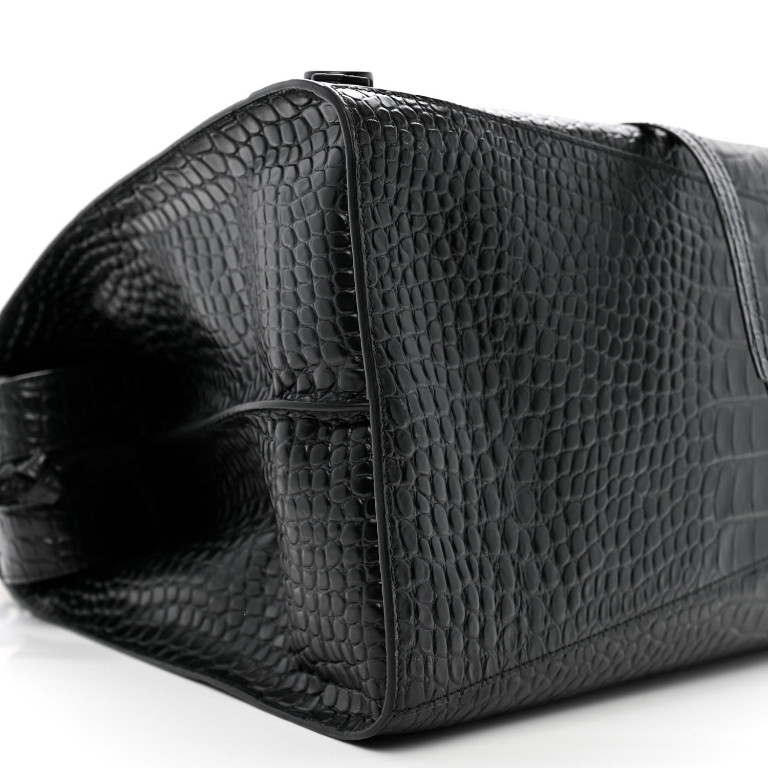 Balenciaga Semi Matte Calfskin Crocodile Embossed Neo Classic Black Hardware Large City Black 8 of 9