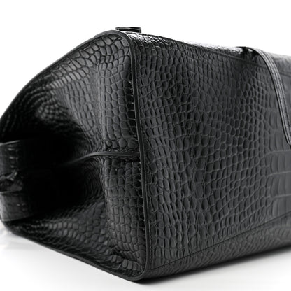 Balenciaga Semi Matte Calfskin Crocodile Embossed Neo Classic Black Hardware Large City Black 8 of 9