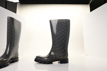 Gucci Rubber Monogram Rain Boots 37 Transparent Blue 2 of 14