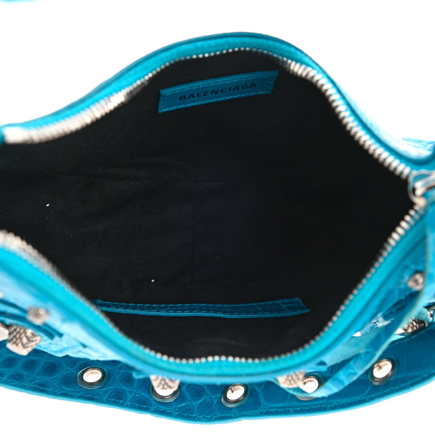 Balenciaga Extra Supple Calfskin Crocodile Embossed Le Cagole Shoulder Bag XS Turquoise 5 of 12