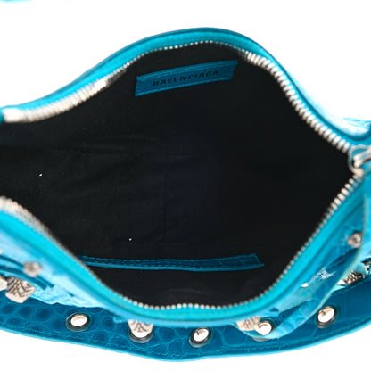 Balenciaga Extra Supple Calfskin Crocodile Embossed Le Cagole Shoulder Bag XS Turquoise 5 of 12