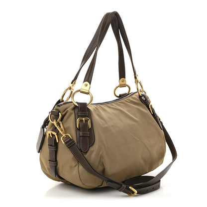 Prada Tessuto Nylon Vitello Daino Satchel Tabacco 3 of 12