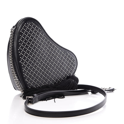 Saint Laurent Calfskin Studded Monogram Heart Shoulder Bag Black 3 of 10