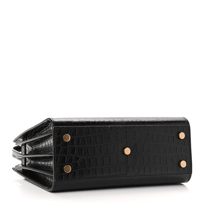 Saint Laurent Calfskin Crocodile Embossed Baby Sac De Jour Black 4 of 9
