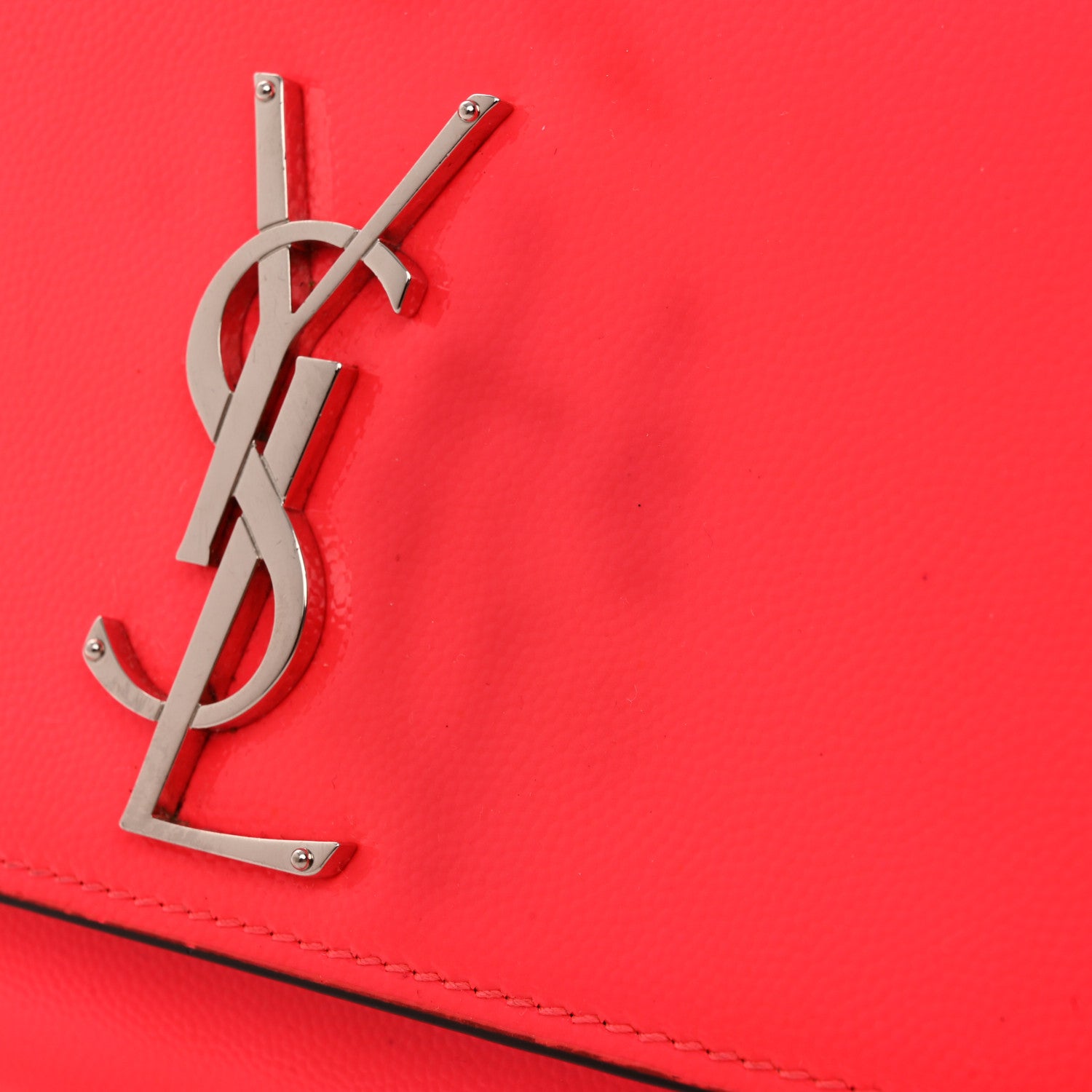 Saint Laurent Patent Grain de Poudre Small Monogram Kate Satchel Neon Pink 12 of 12