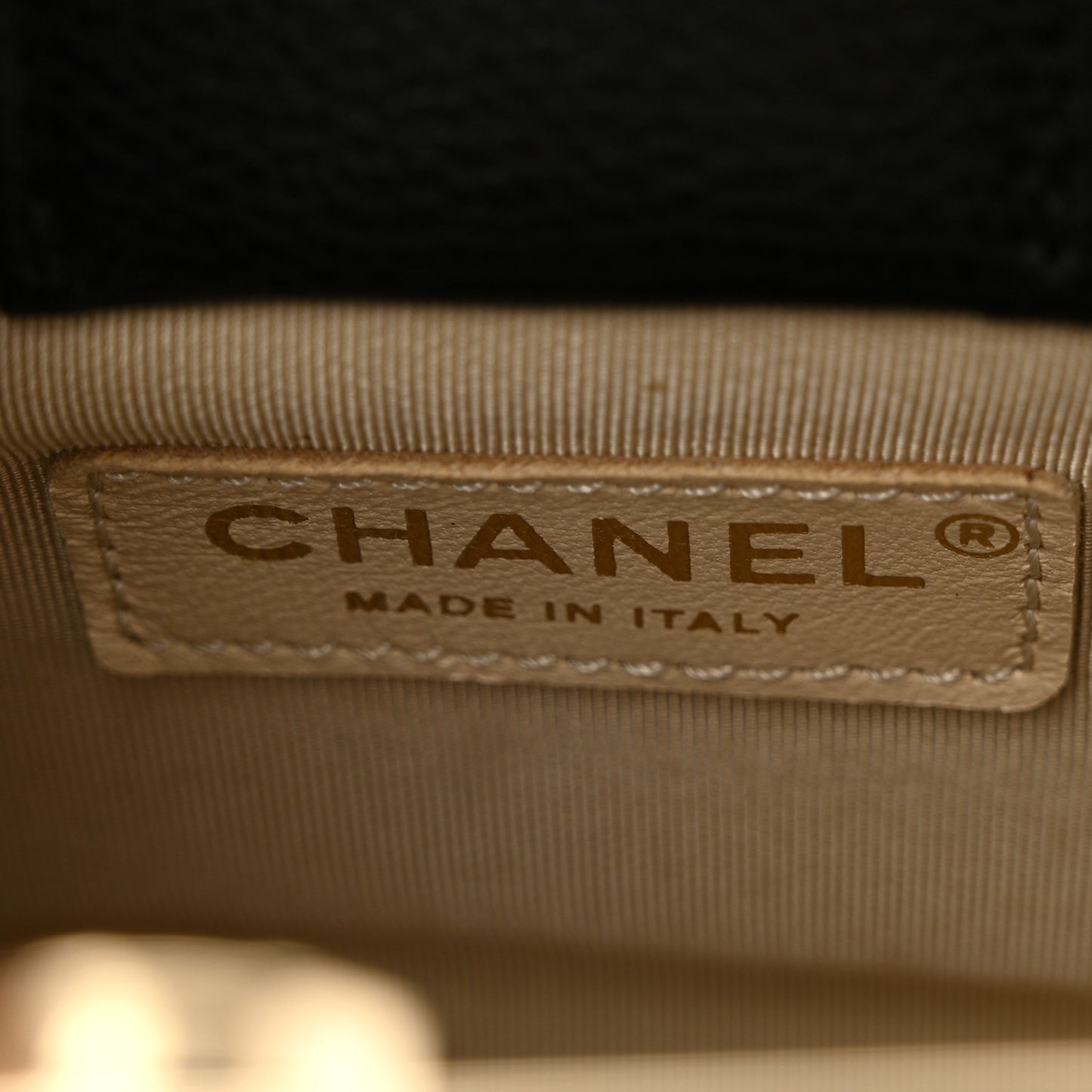Grained Calfskin Stitched Mini Label Click Shopper Tote Black