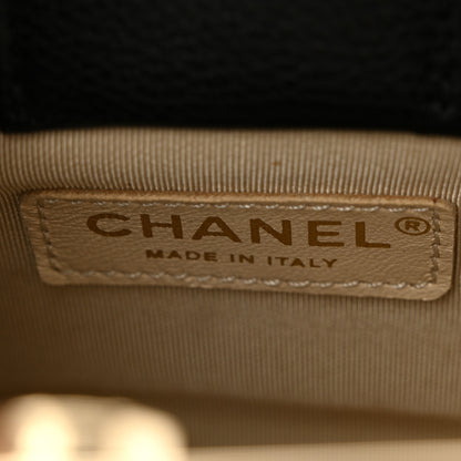 Chanel Grained Calfskin Stitched Mini Label Click Shopper Tote Black 6 of 11