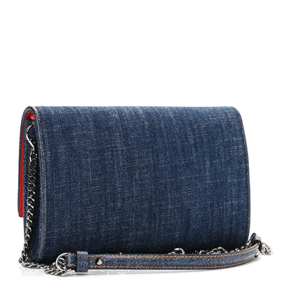 Christian Louboutin Denim Calfskin Studded Flap Carasky Clutch Blue 3 of 10