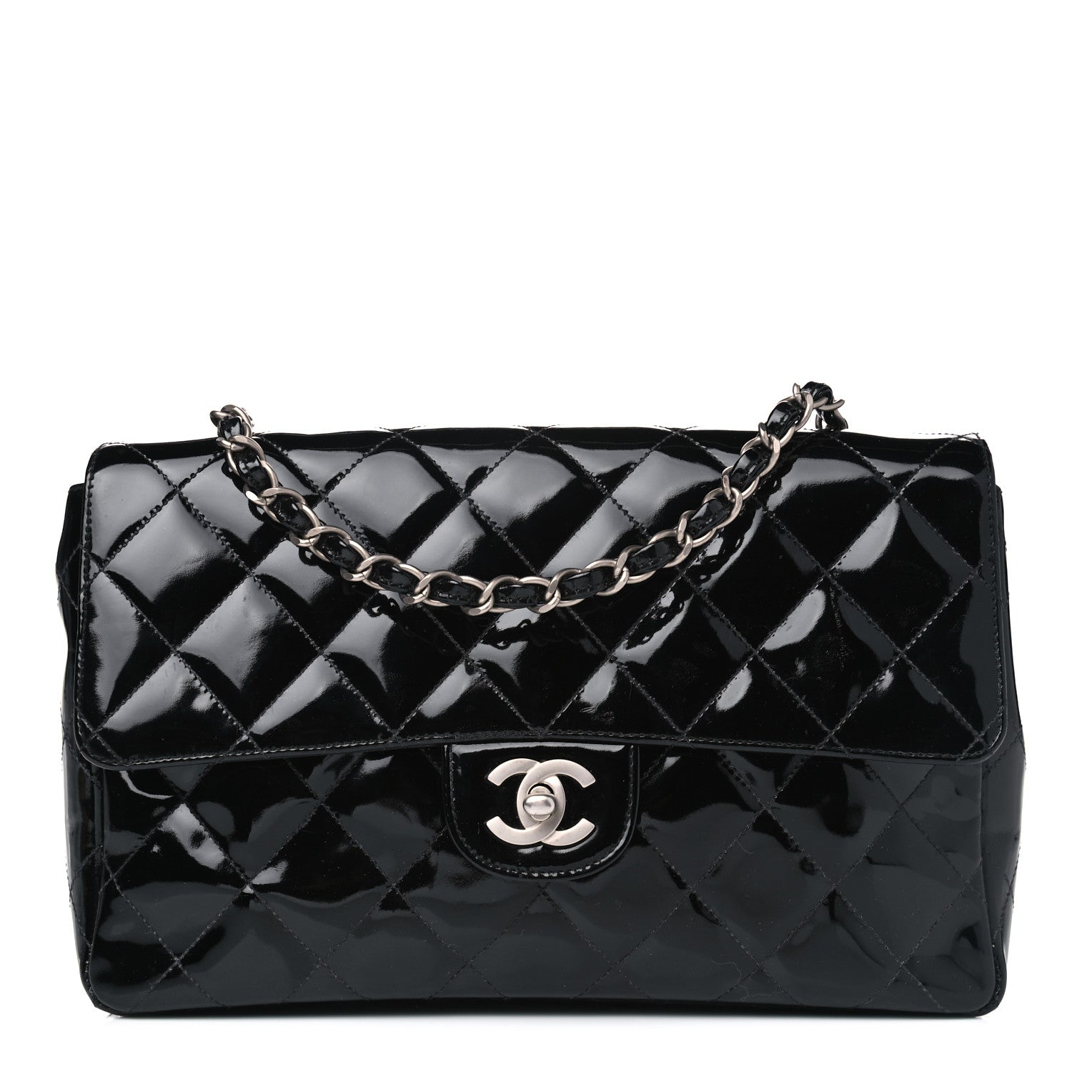 Chanel Patent Quilted Medium Single Flap Black 1 of 8
