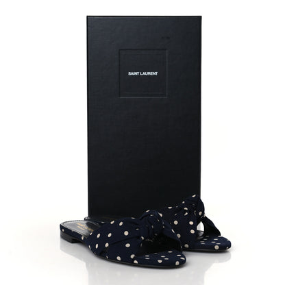 Saint Laurent Canvas Polka Dot Bianca Slide Sandals 36 Blue 9 of 9