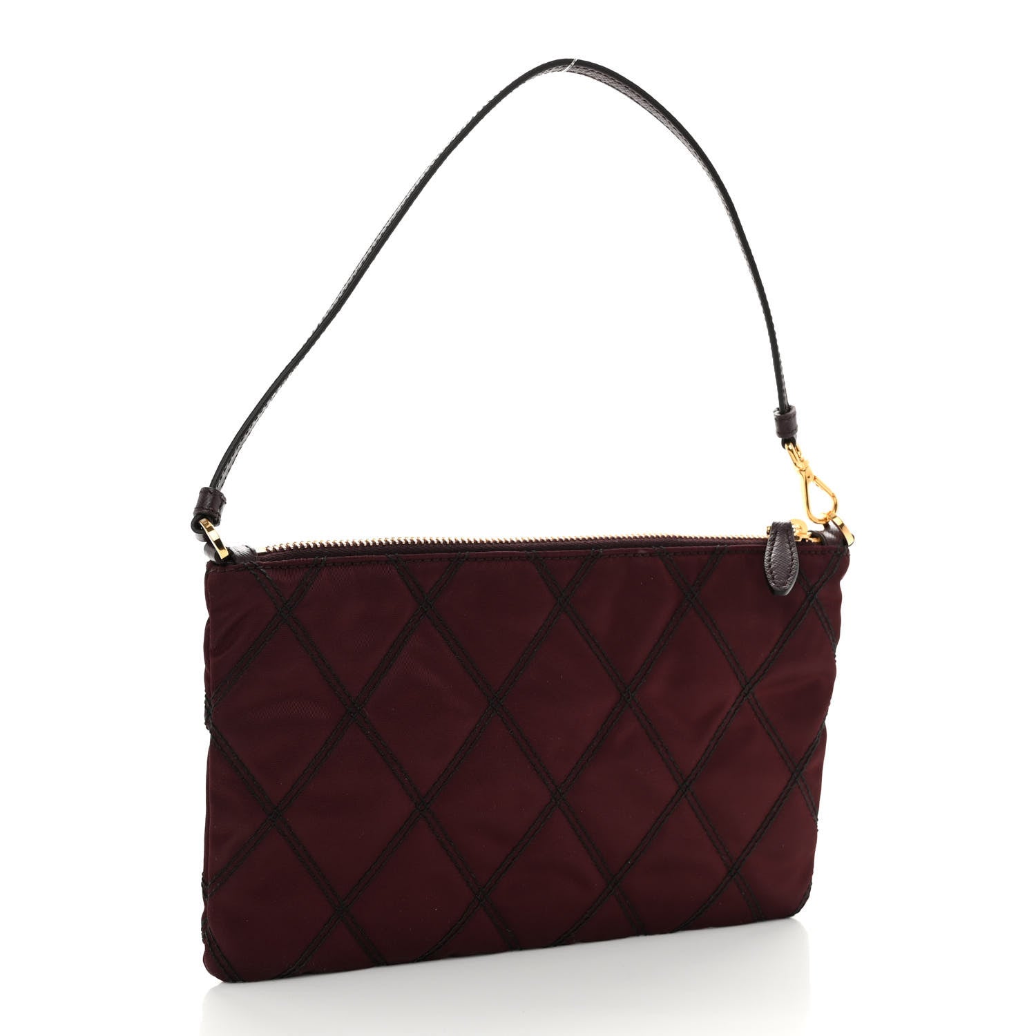 Prada Tessuto Nylon Quilted Pochette Bag Granato 3 of 9