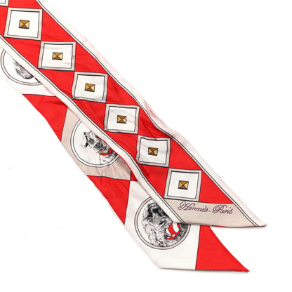 Hermes Silk Colliers Et Chiens Twilly Rouge White Mastic 2 of 4