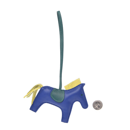 Hermes Milo Lambskin Grigri Rodeo Horse Bag Charm MM Bleu Electrique Malachite Lime 2 of 5
