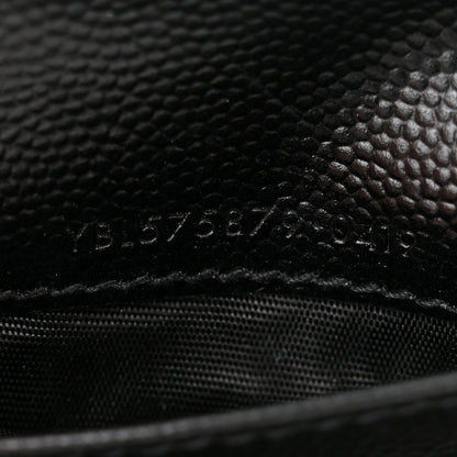 Saint Laurent Grain De Poudre Matelasse Chevron Monogram Zipped Card Case Black 7 of 12