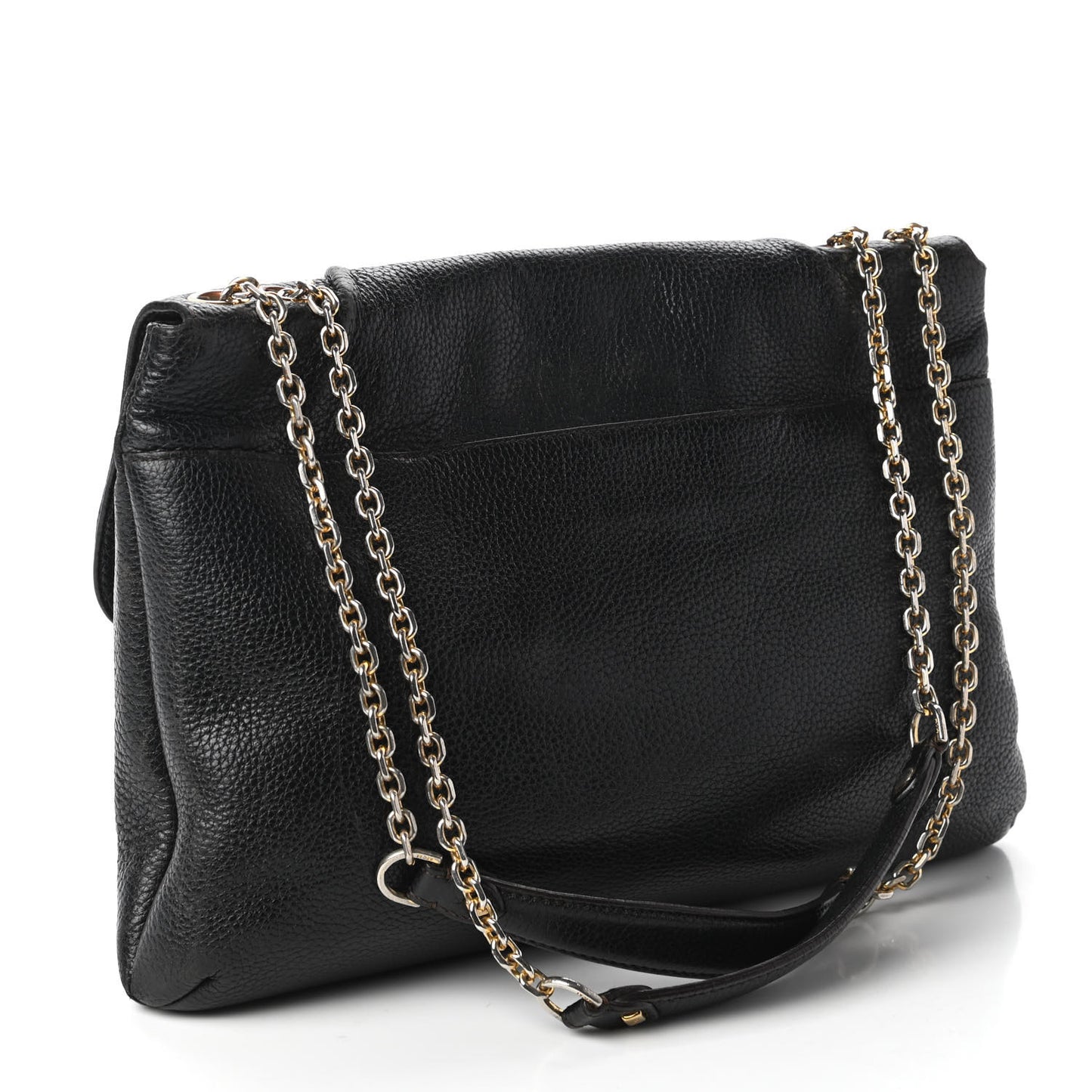 Grained Calfskin Studded Shoulder Bag Black