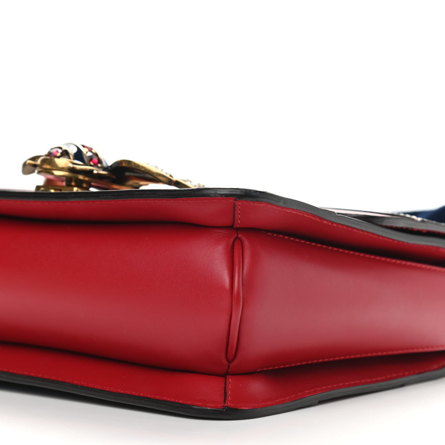 Gucci Calfskin Sylvie Web Queen Margaret Shoulder Bag Blue Agata Hibiscus Red Mystic White 9 of 9