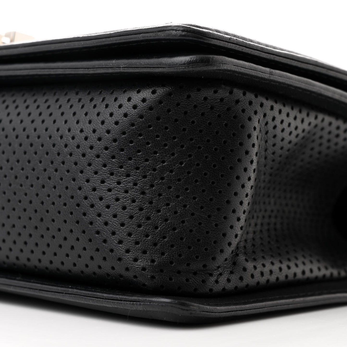 Lambskin Perforated Medium Boy Flap Black