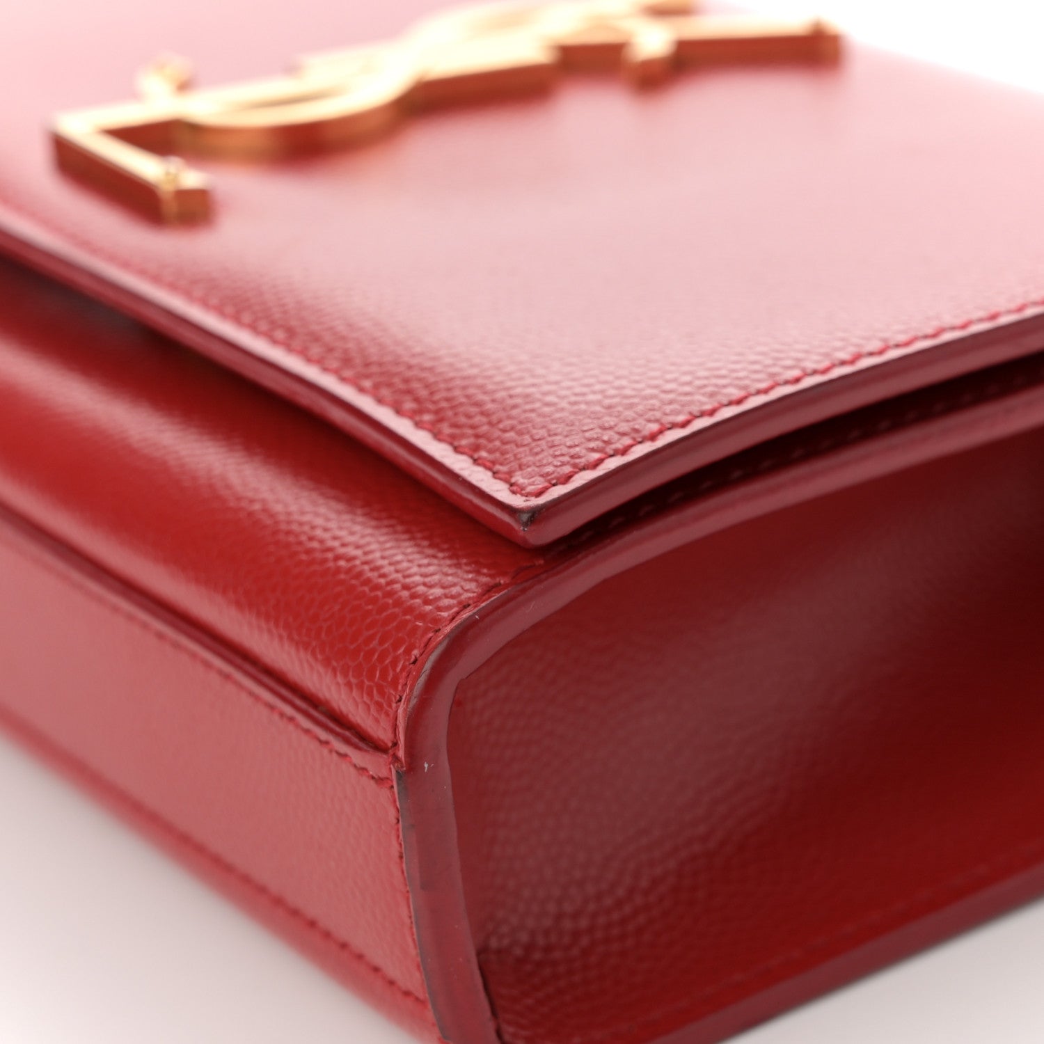 Saint Laurent Grain De Poudre Small Monogram Kate Satchel Red 15 of 15