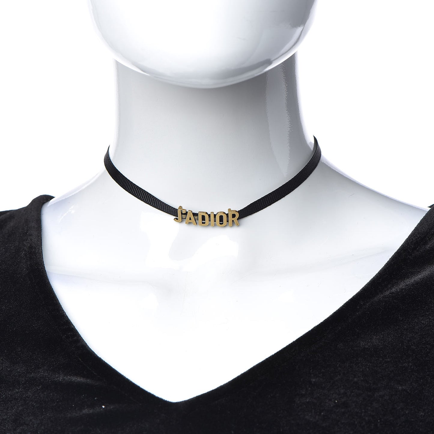 Grosgrain Ribbon J'Adior Logo Choker Necklace Black