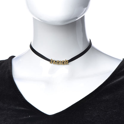 Christian Dior Grosgrain Ribbon J'Adior Logo Choker Necklace Black 2 of 3