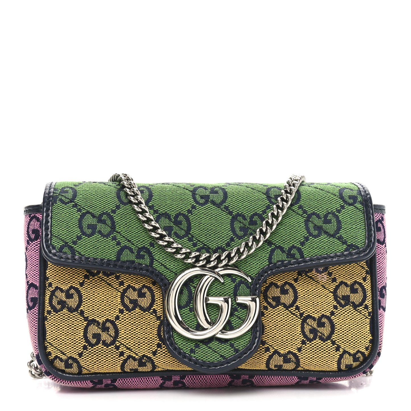 Monogram Multicolor Matelasse Diagonal Super Mini GG Marmont Shoulder Bag Green Blue Yellow Light Blue Pink