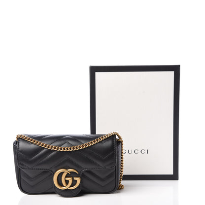 Gucci Calfskin Matelasse Super Mini GG Marmont Shoulder Bag Black 10 of 10