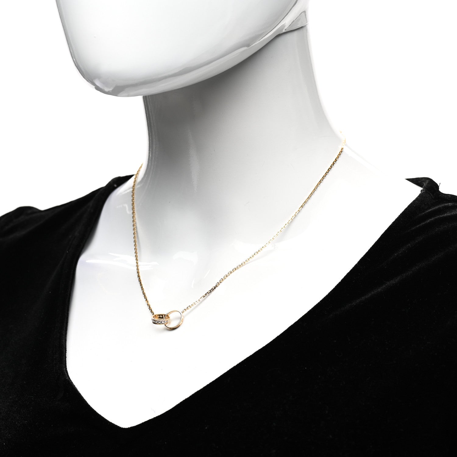 Cartier 18K Yellow Gold Diamond Interlocking LOVE Necklace 2 of 5