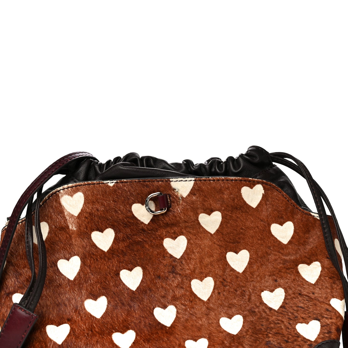 Calf Hair Heart Print Little Crush Dark Camel Black